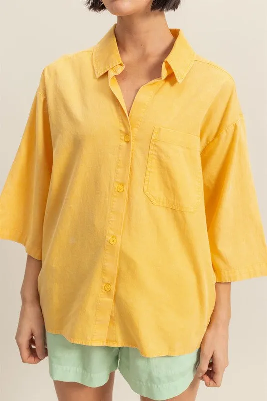 Button Down Collared Neck Relaxed Fit Shirt