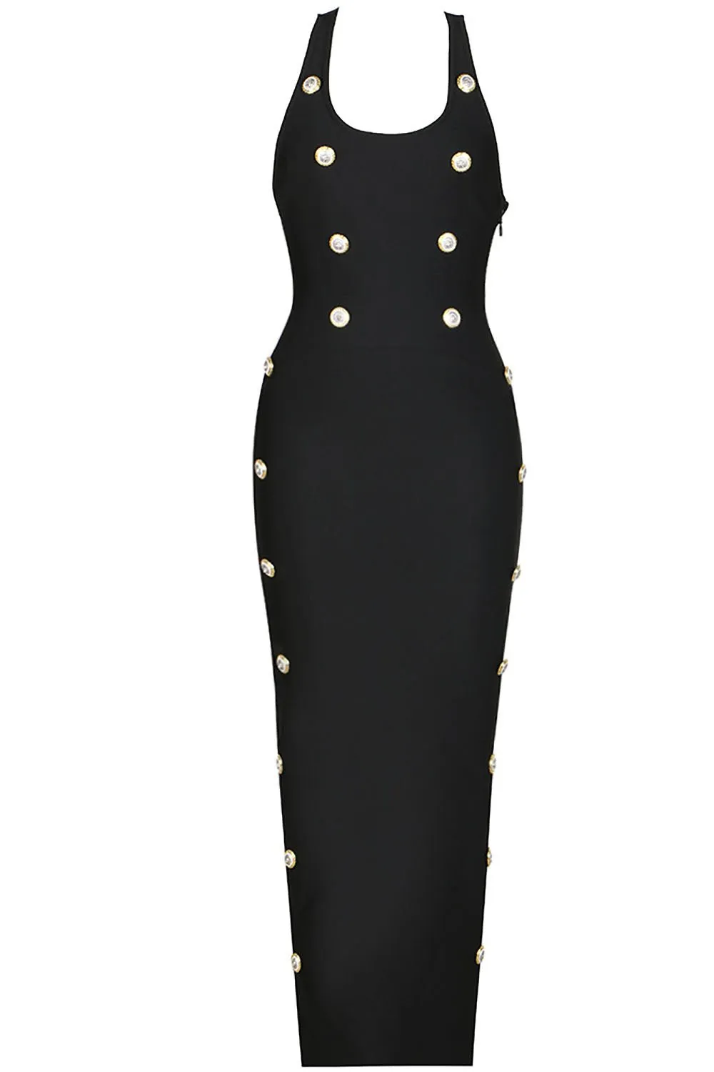 Buttons Straps Y Back Shape Bandage Dress