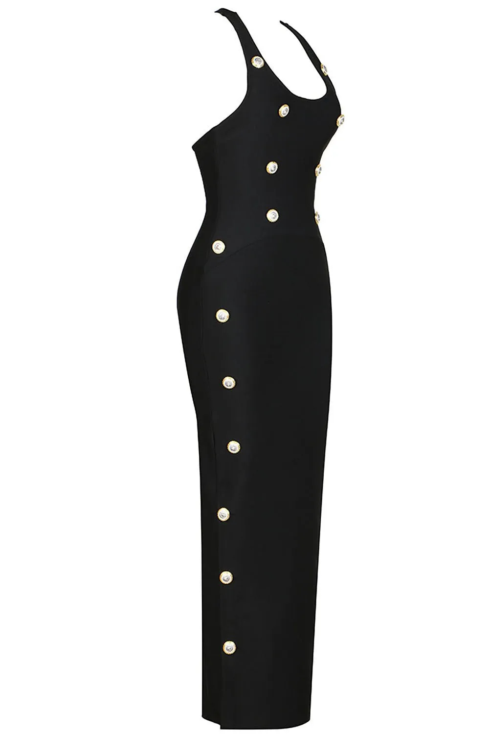 Buttons Straps Y Back Shape Bandage Dress