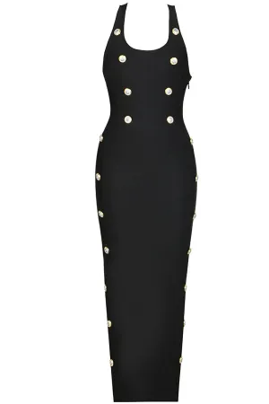 Buttons Straps Y Back Shape Bandage Dress