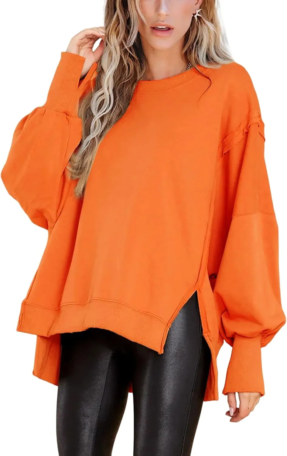 BWQ Womens Oversized Sweatshirt Crewneck Long Sleeve Shirts Pullover Sweatshirts S-2XL