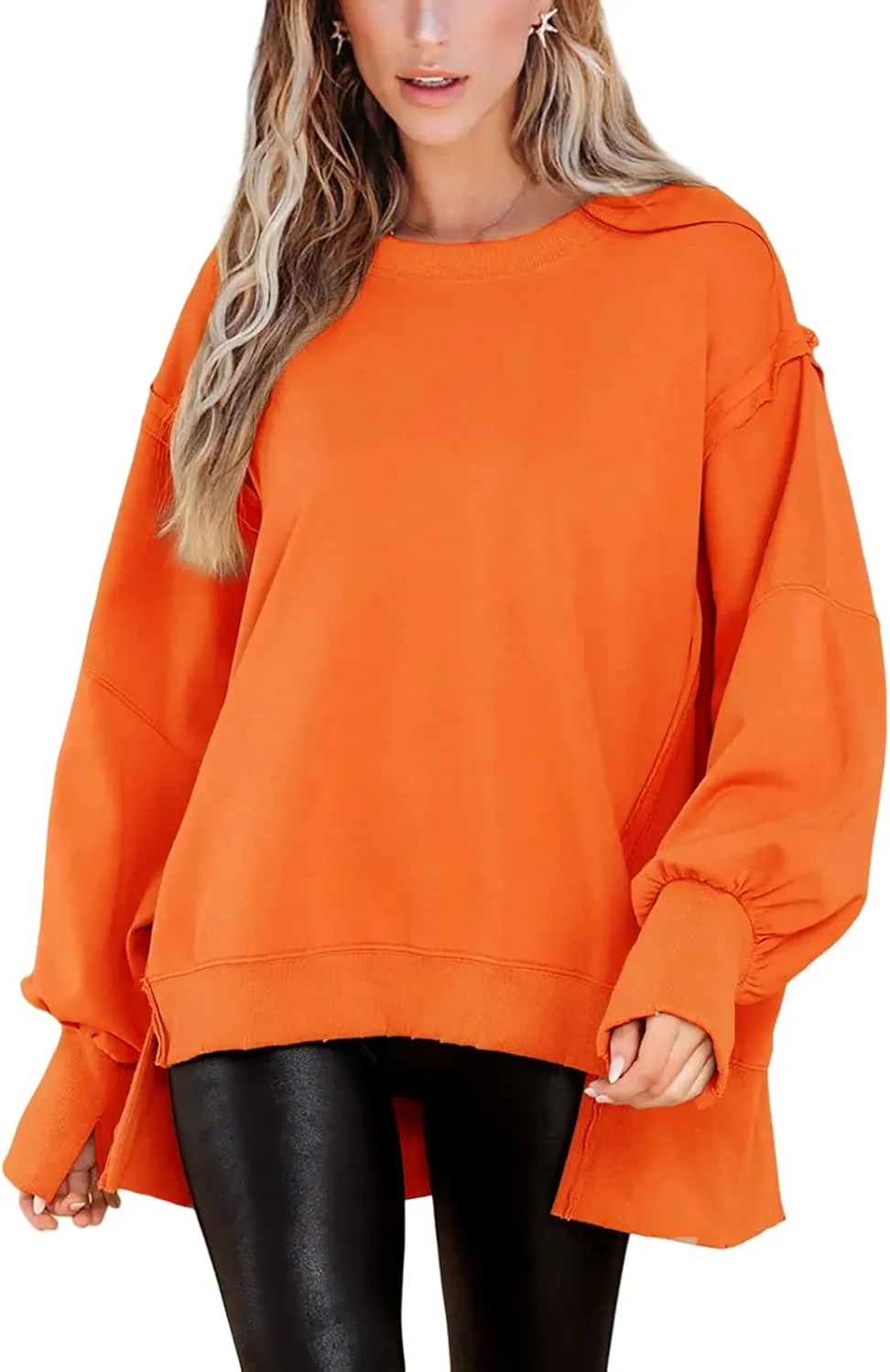 BWQ Womens Oversized Sweatshirt Crewneck Long Sleeve Shirts Pullover Sweatshirts S-2XL