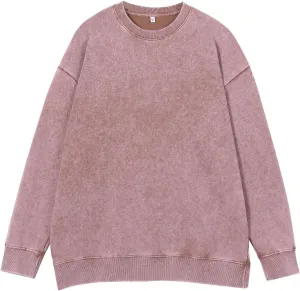 Cambkatl Vintage Heavyweight Sweatshirt for Men Stylish Distressed Crewneck Casual Long Sleeve Pullover Loose Outwear Tops