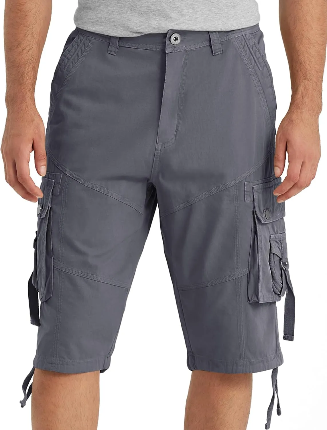 Cargo Shorts for Men Multi Pockets Mens Shorts Twill Below Knee 13 Inches Cotton Relaxed Fit Hiking Outdoor Work