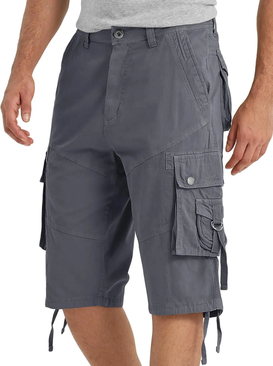 Cargo Shorts for Men Multi Pockets Mens Shorts Twill Below Knee 13 Inches Cotton Relaxed Fit Hiking Outdoor Work