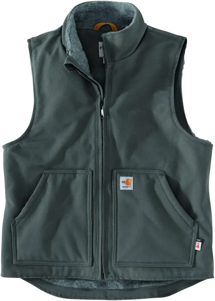 Carhartt Men's Flame Resistant Relaxed Fit Duck Sherpa-Lined Mock Neck Vest