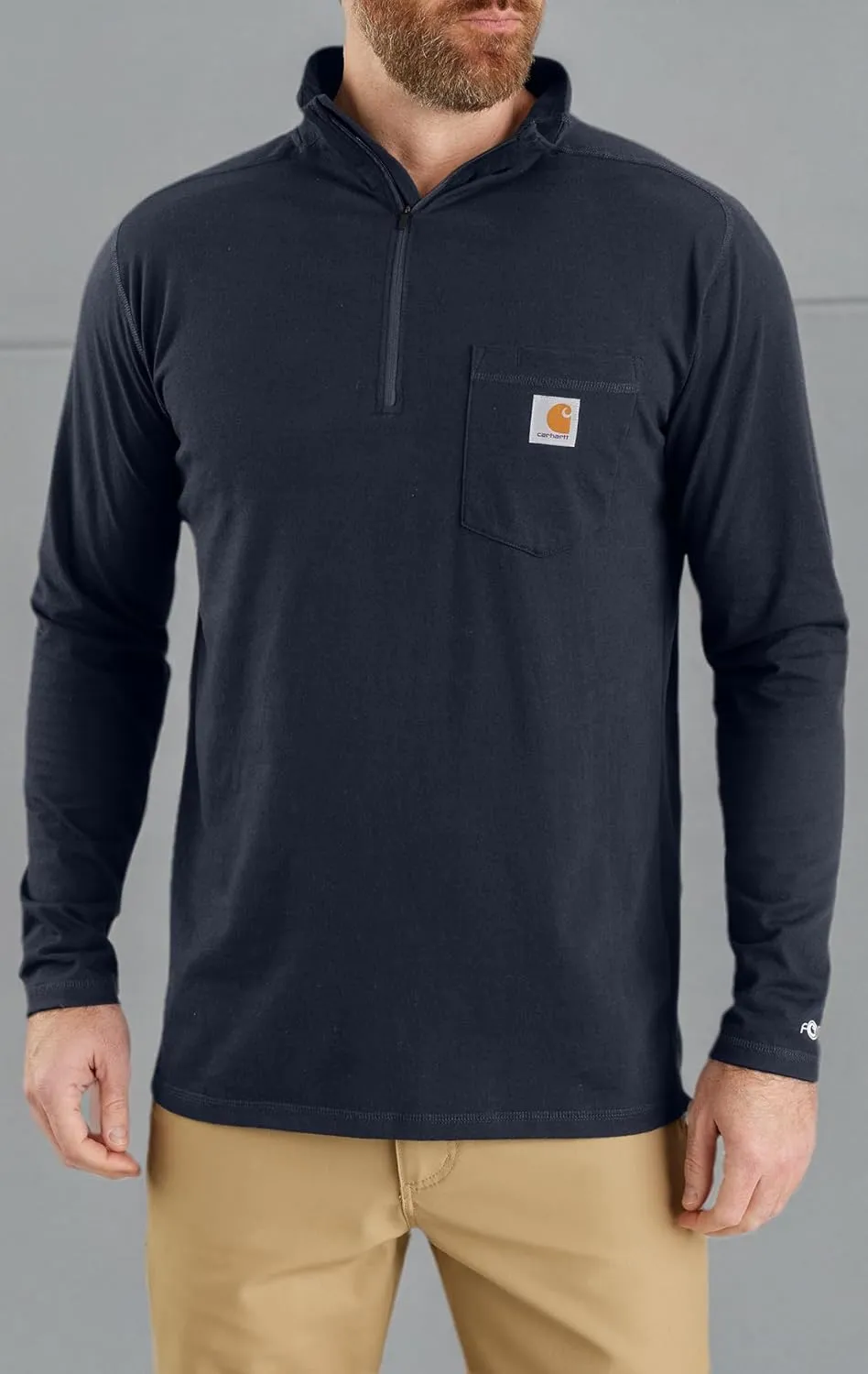 Carhartt Men's Force Relaxed Fit Midweight Long-Sleeve Quarter-Zip Mock-Neck T-Shirt