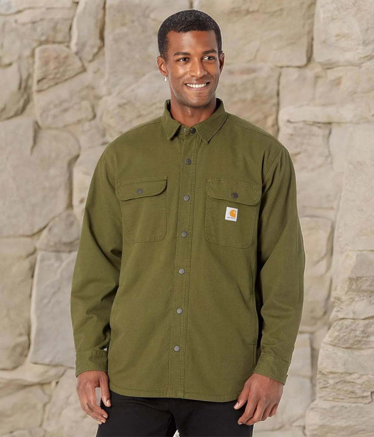 Carhartt Men's Rugged Flex Relaxed Fit Canvas Fleece-Lined Shirt Jac