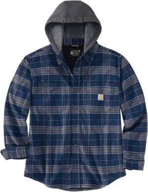 Carhartt Men's Rugged Flex Relaxed Fit Flannel Fleece Lined Hooded Shirt Jac