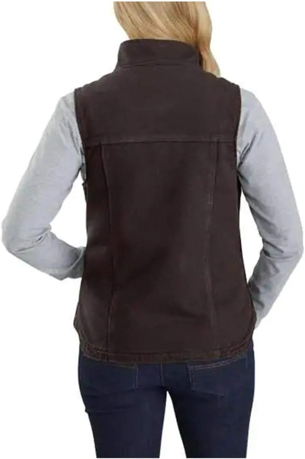 Carhartt Women's Relaxed Fit Washed Duck Sherpa-Lined Mock-Neck Vest