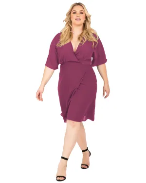 Caroline V-Neck Kimono Wrap Midi Dress | Rose