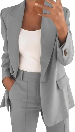 Casual Blazers Long Sleeve Open Front Work Office Stretchy Suit Jackets Cardigans Coats Plus Size
