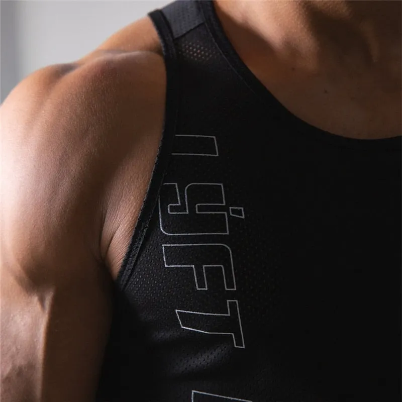 Casual Mesh Breathable Workout Gym Men Vest Muscle Sleeveless Sportswear Shirt Fashion Bodybuilding Vest Fitness Vest
