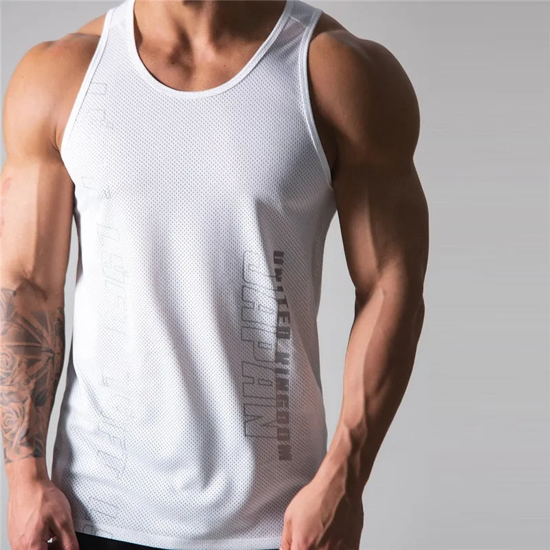 Casual Mesh Breathable Workout Gym Men Vest Muscle Sleeveless Sportswear Shirt Fashion Bodybuilding Vest Fitness Vest
