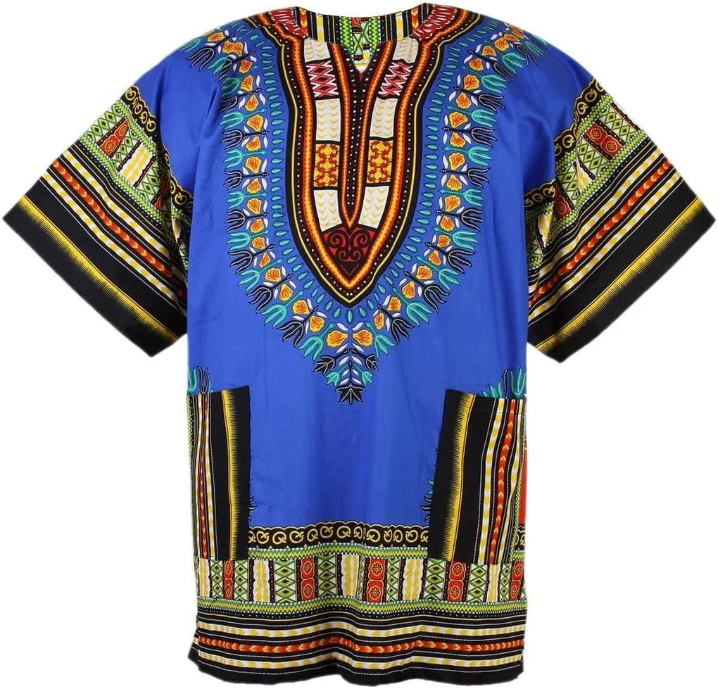 CHAINUPON African Dashiki Cotton Shirt Men Women Festival Boho Hippie 60's 70's Bohemian