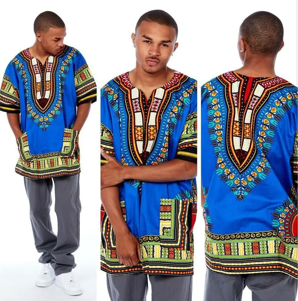 CHAINUPON African Dashiki Cotton Shirt Men Women Festival Boho Hippie 60's 70's Bohemian