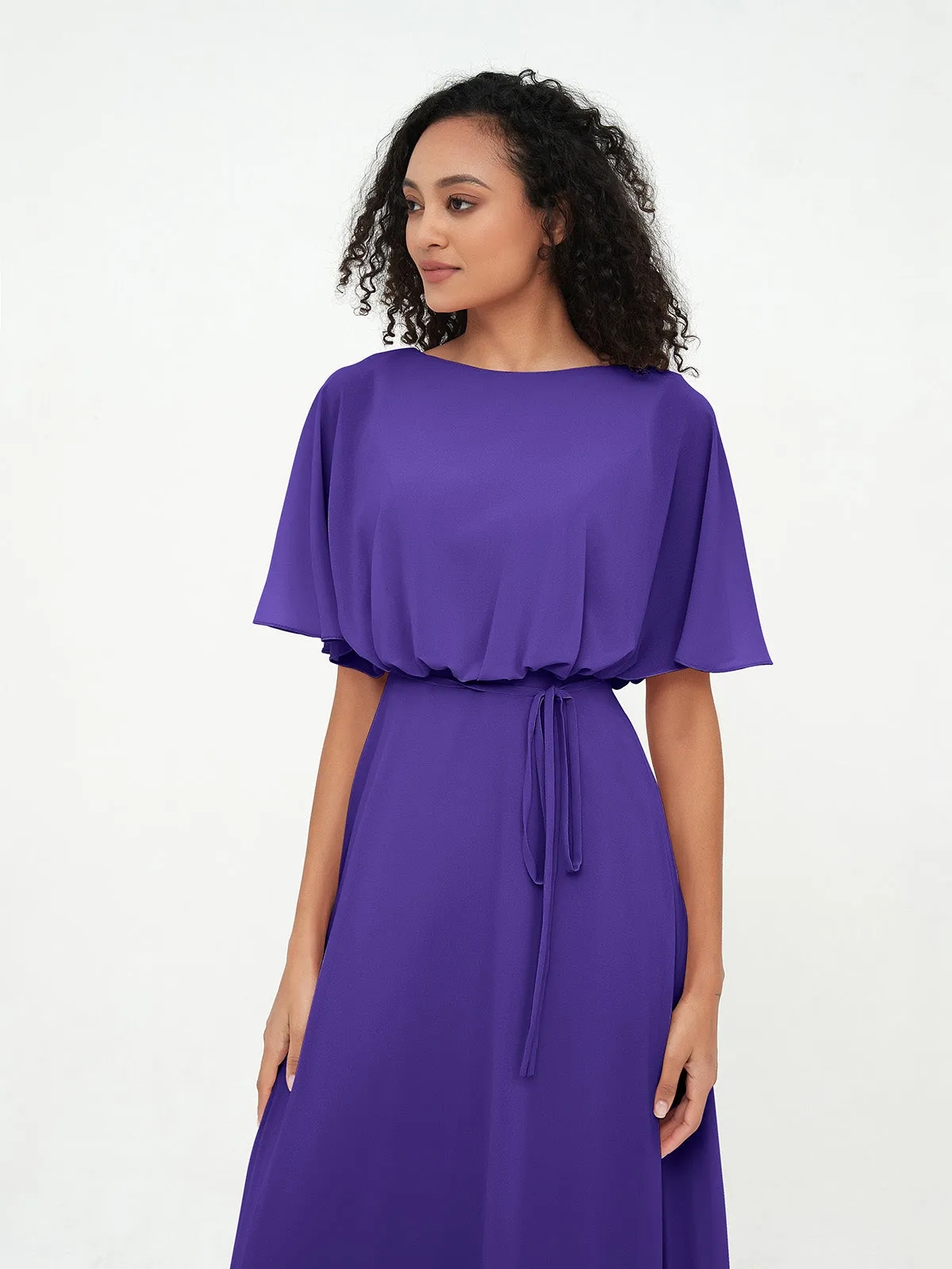 Chiffon Full Length Bridesmaid Dresses with Wrap Regency Plus Size
