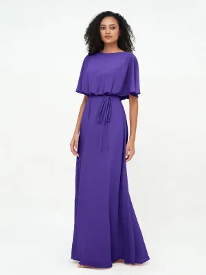 Chiffon Full Length Bridesmaid Dresses with Wrap Regency Plus Size