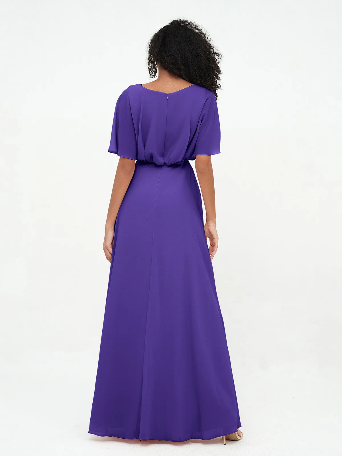 Chiffon Full Length Bridesmaid Dresses with Wrap Regency Plus Size