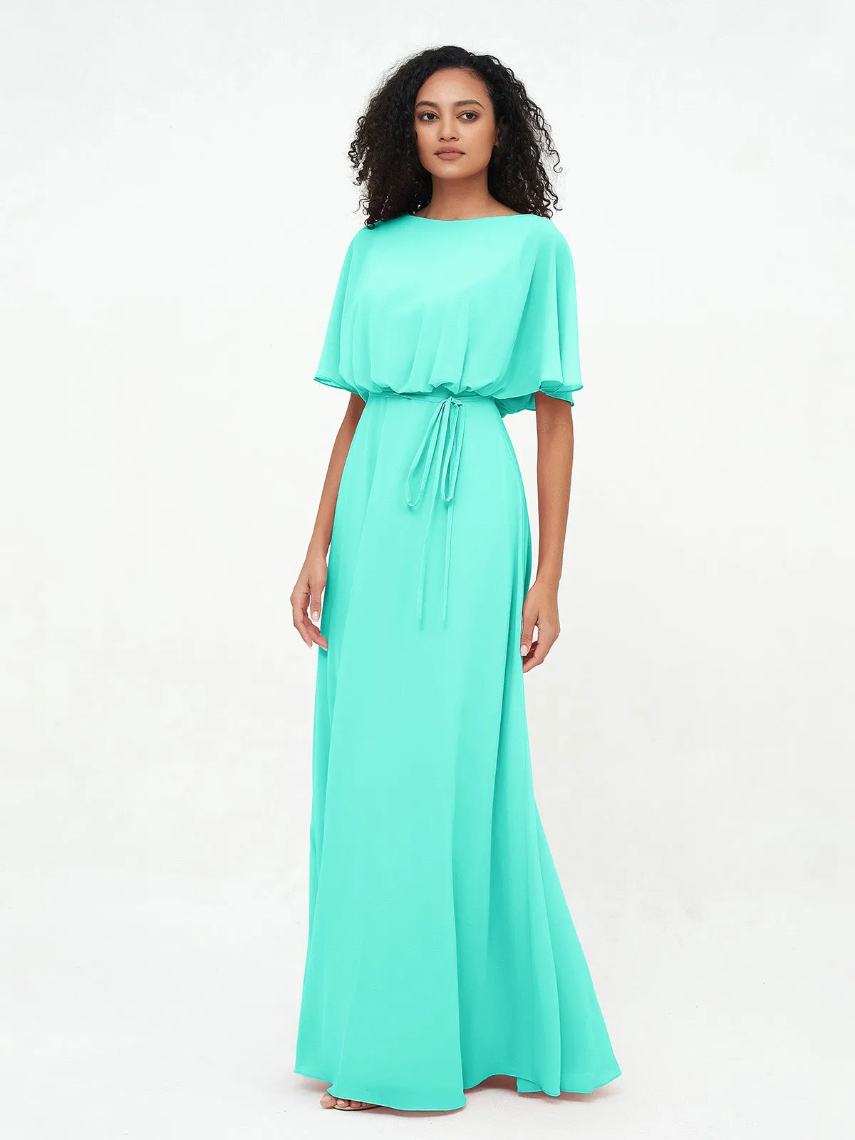 Chiffon Full Length Bridesmaid Dresses with Wrap Spa Plus Size