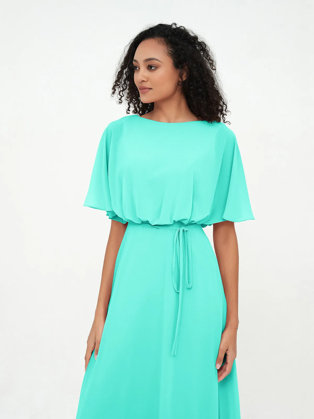 Chiffon Full Length Bridesmaid Dresses with Wrap Spa Plus Size
