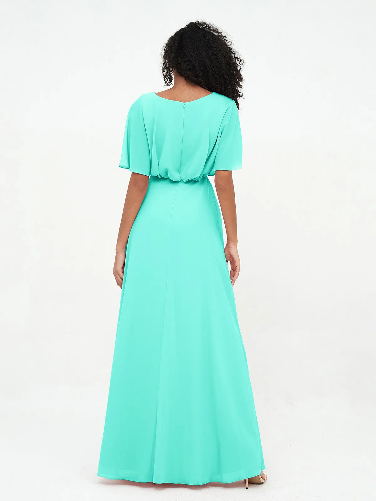 Chiffon Full Length Bridesmaid Dresses with Wrap Spa Plus Size