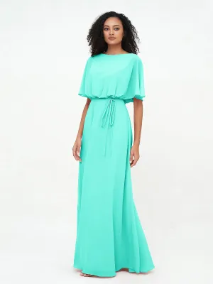 Chiffon Full Length Bridesmaid Dresses with Wrap Spa Plus Size