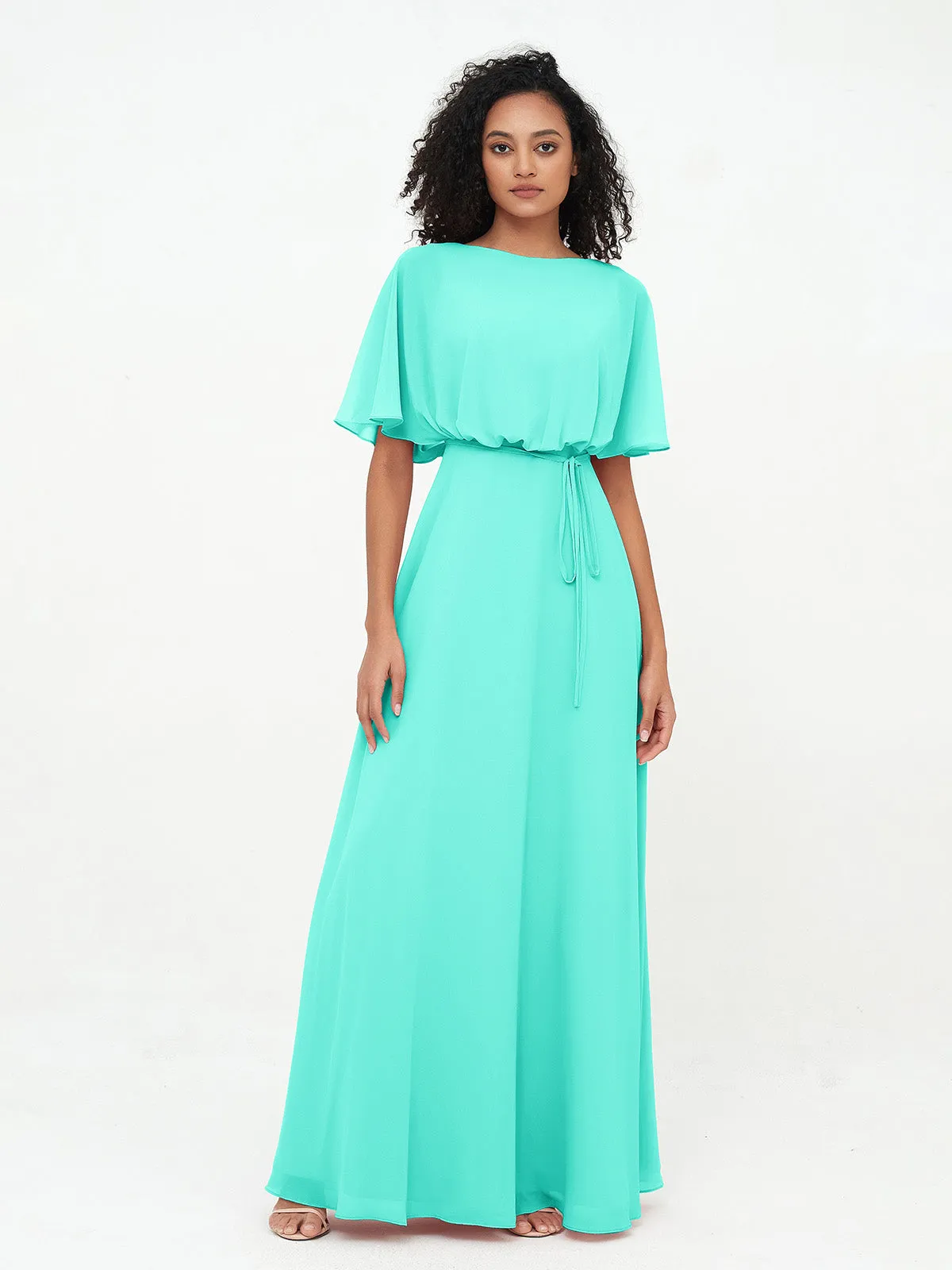 Chiffon Full Length Bridesmaid Dresses with Wrap Spa Plus Size