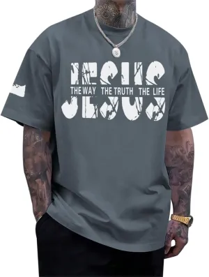 Christian Jesus Faith Shirts for Men God Religious Cross Bible Verse Inspirational Shirt Oversized Graphic Tees Tops