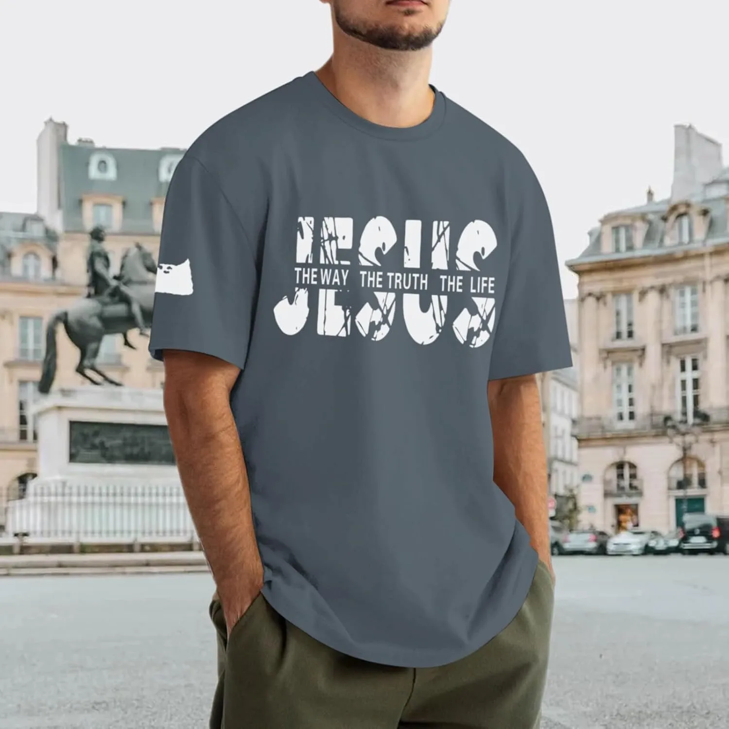 Christian Jesus Faith Shirts for Men God Religious Cross Bible Verse Inspirational Shirt Oversized Graphic Tees Tops