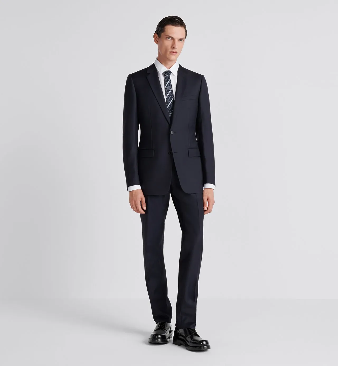 Classic Suit Navy Blue Virgin Wool Twill
