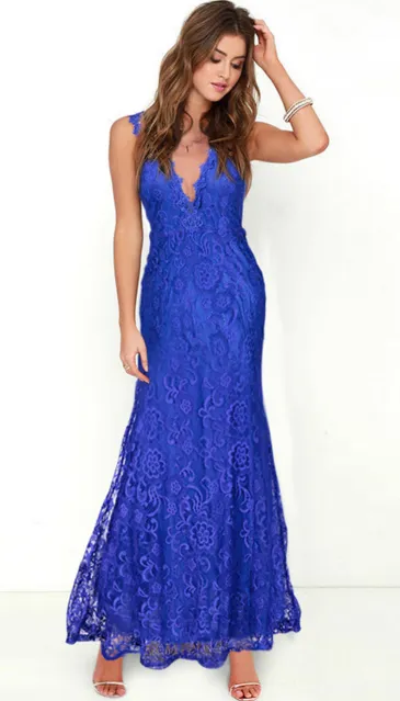 Clearance Backless V-neck Lace Long Sleeveless Plus Size Dress