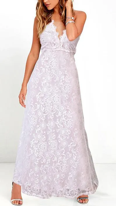 Clearance Backless V-neck Lace Long Sleeveless Plus Size Dress