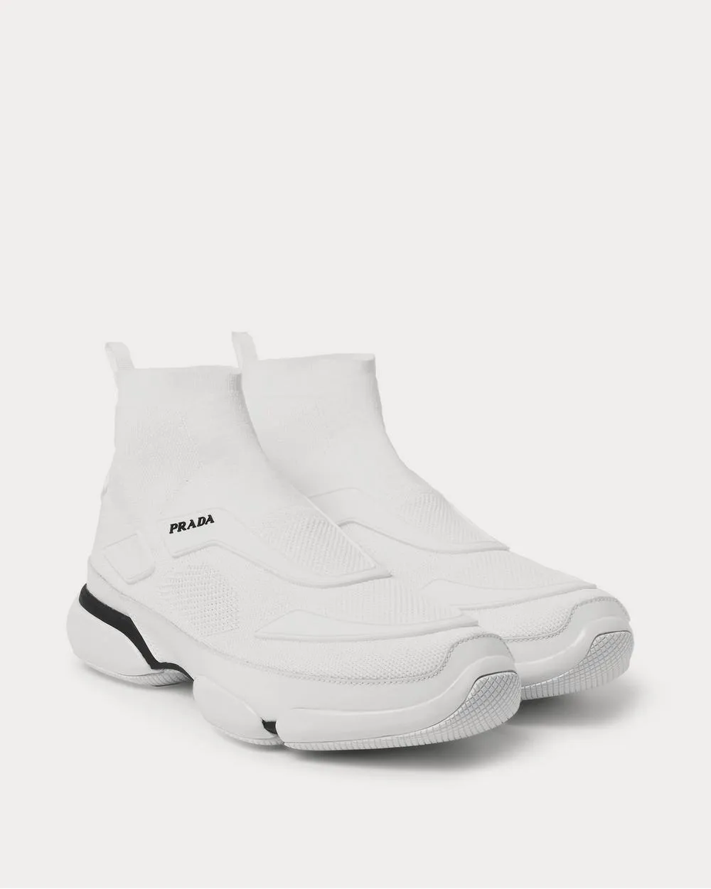 Cloudbust Stretch-Knit and Rubber High-Top Slip-On  White high top sneakers