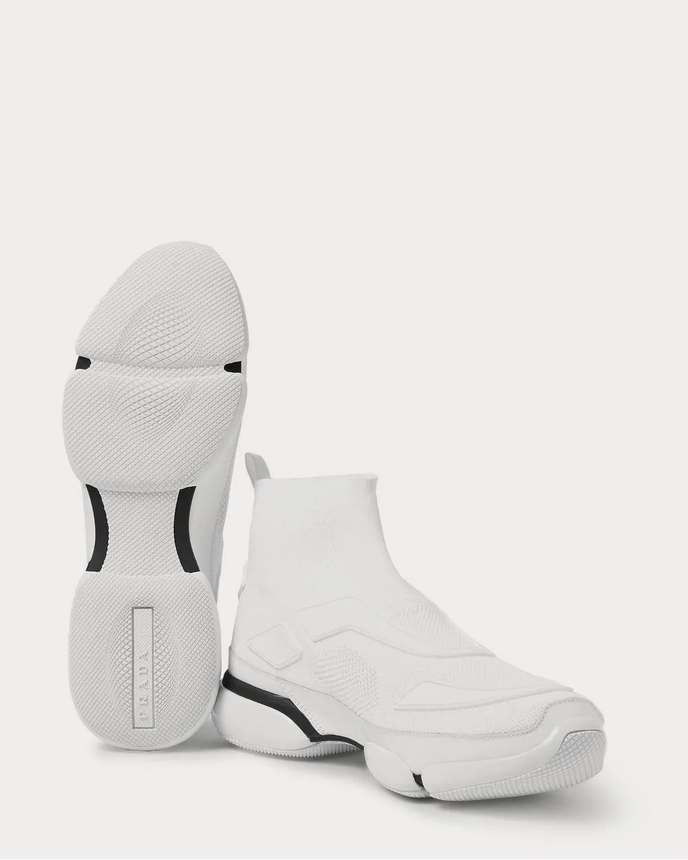Cloudbust Stretch-Knit and Rubber High-Top Slip-On  White high top sneakers