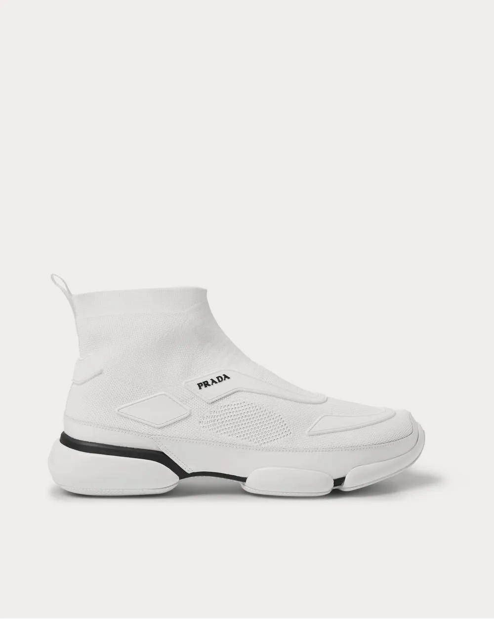 Cloudbust Stretch-Knit and Rubber High-Top Slip-On  White high top sneakers