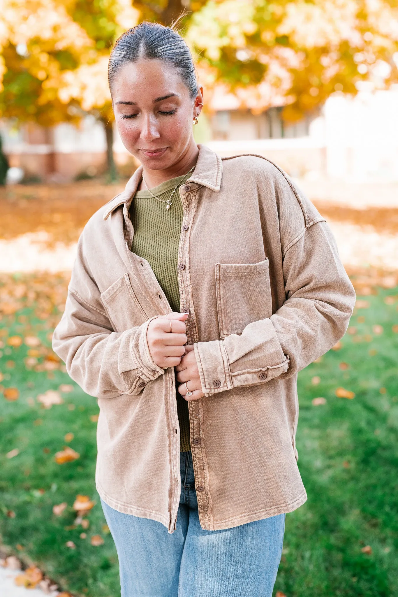 Coffee Run Button Up Collared Jacket