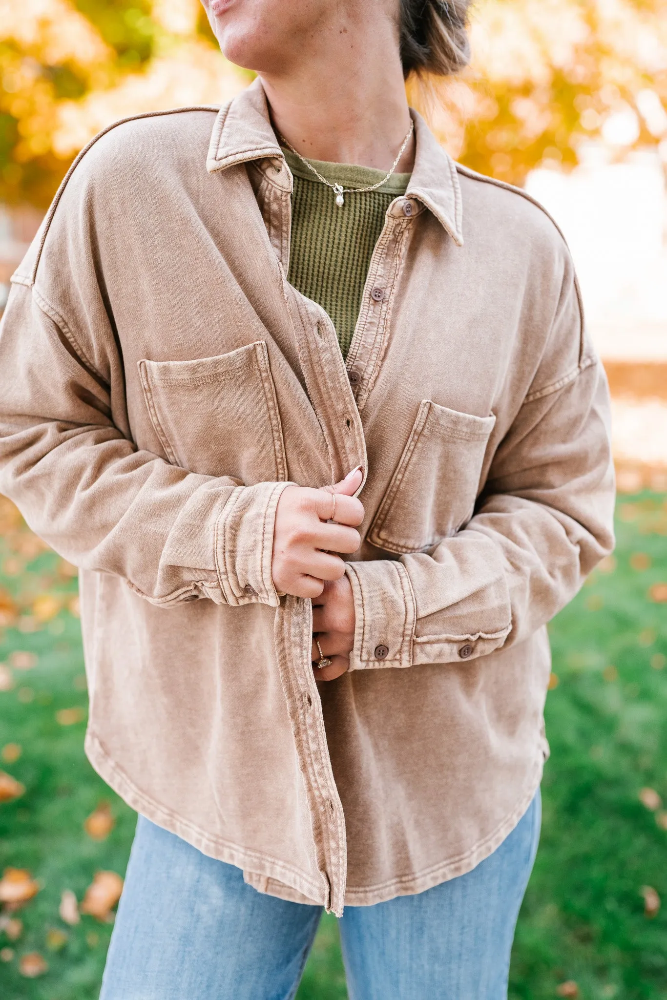 Coffee Run Button Up Collared Jacket