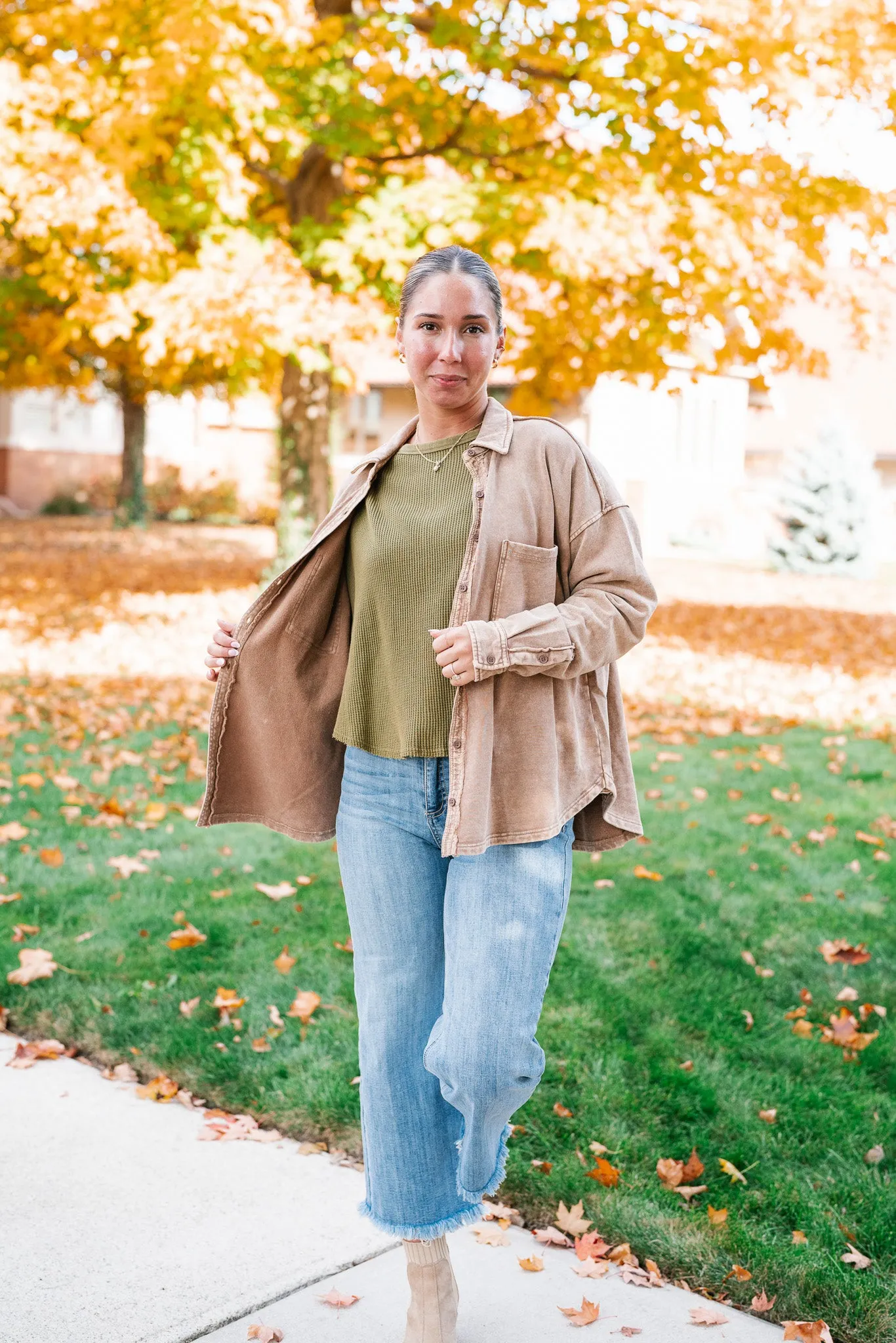 Coffee Run Button Up Collared Jacket
