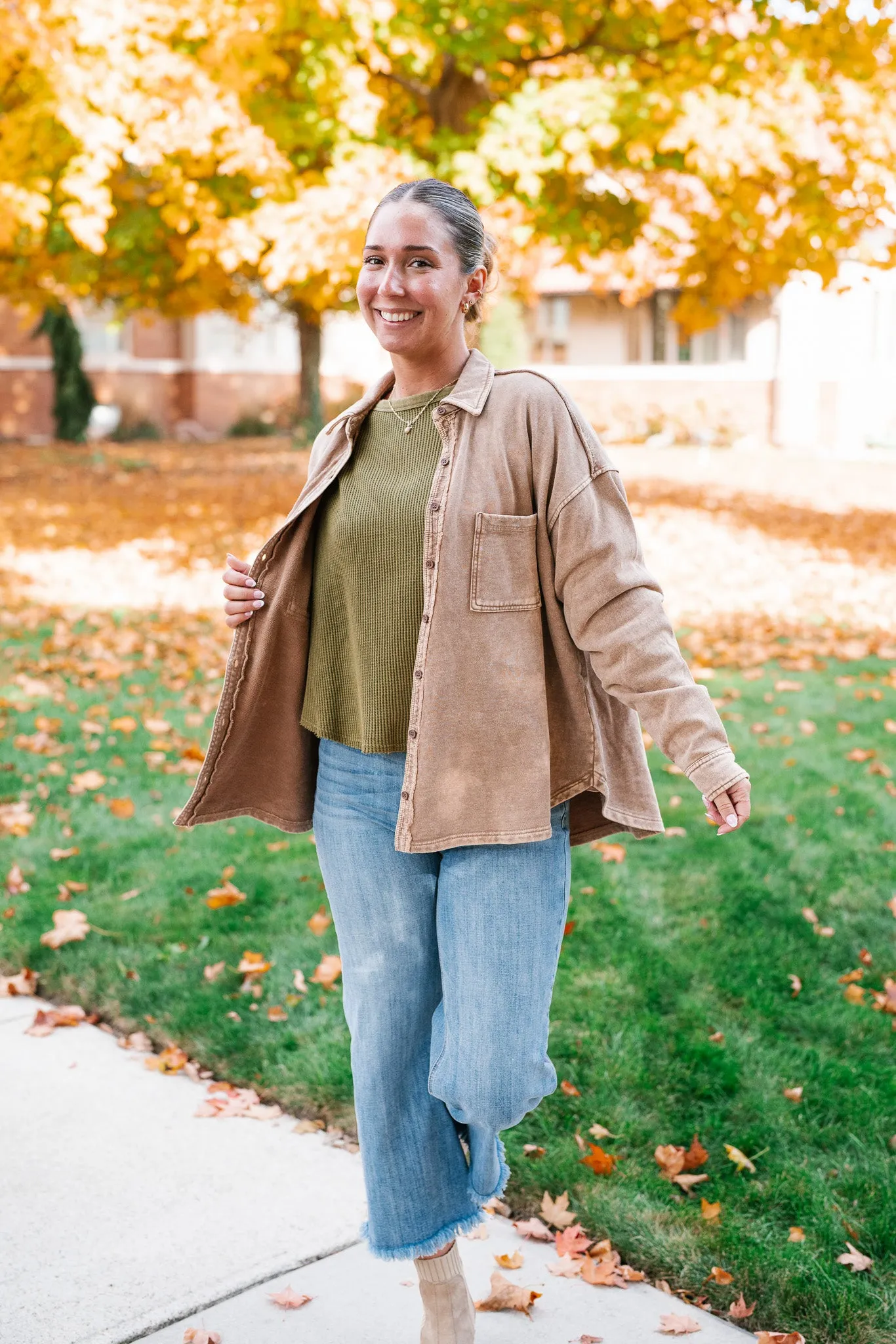 Coffee Run Button Up Collared Jacket