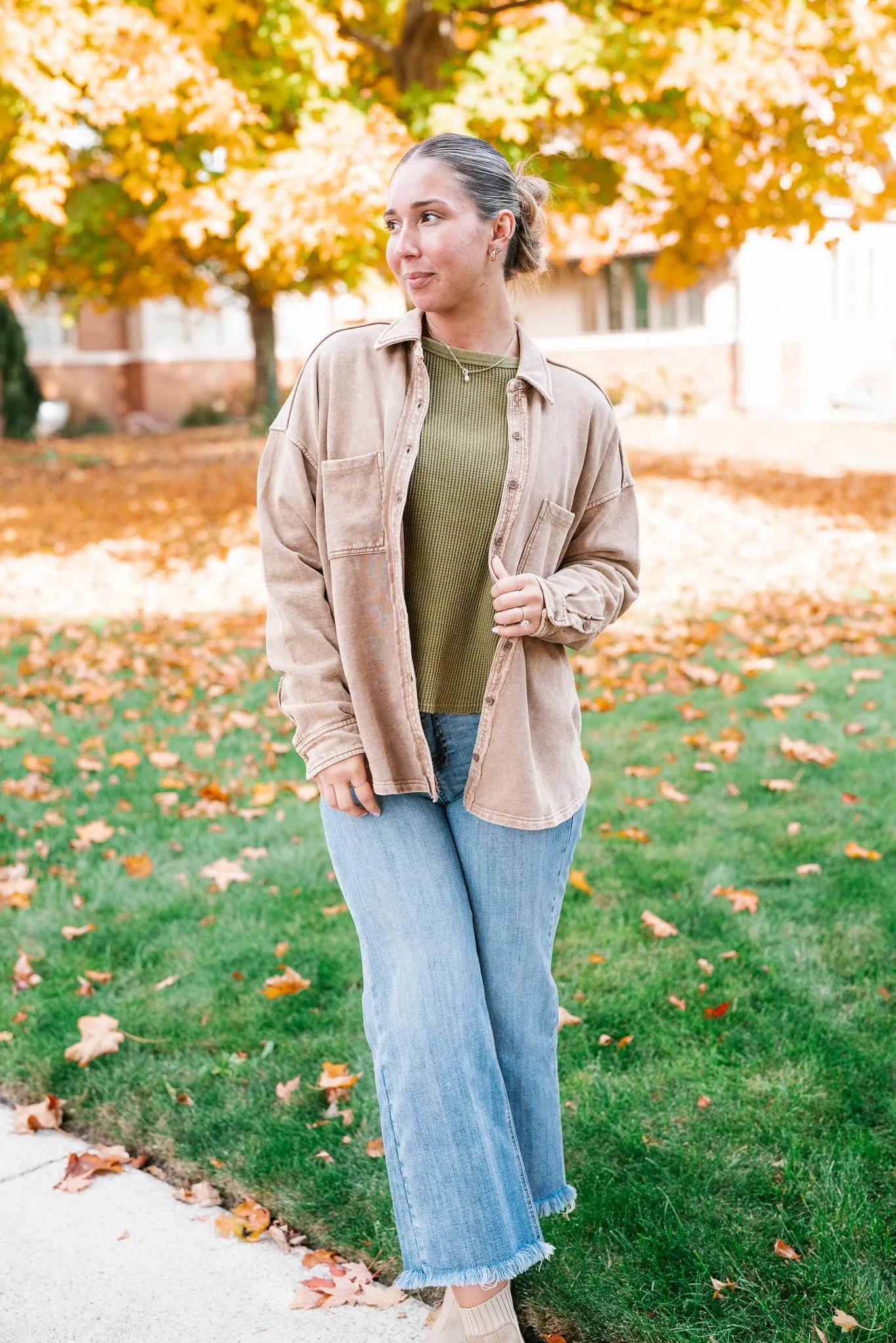 Coffee Run Button Up Collared Jacket
