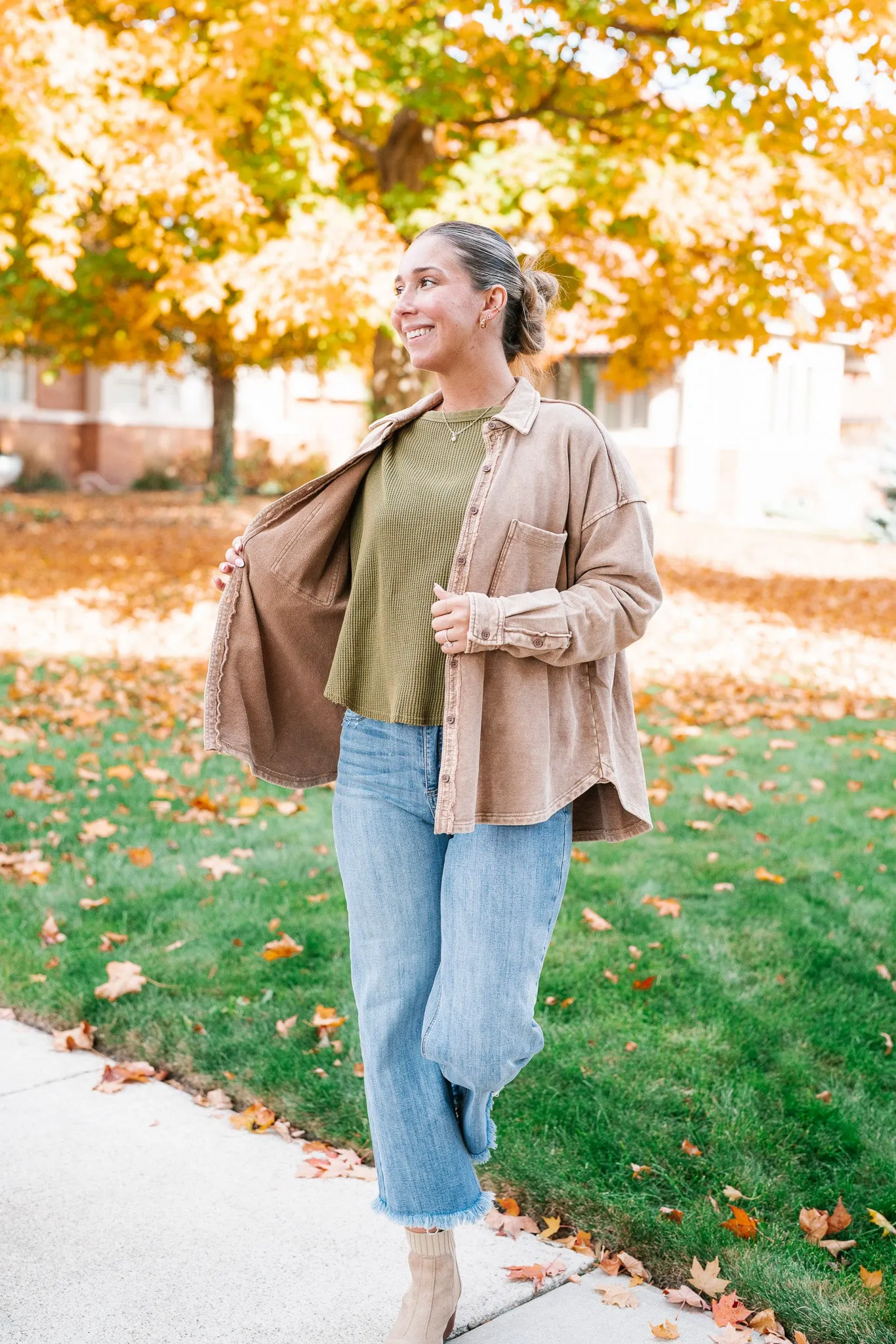Coffee Run Button Up Collared Jacket