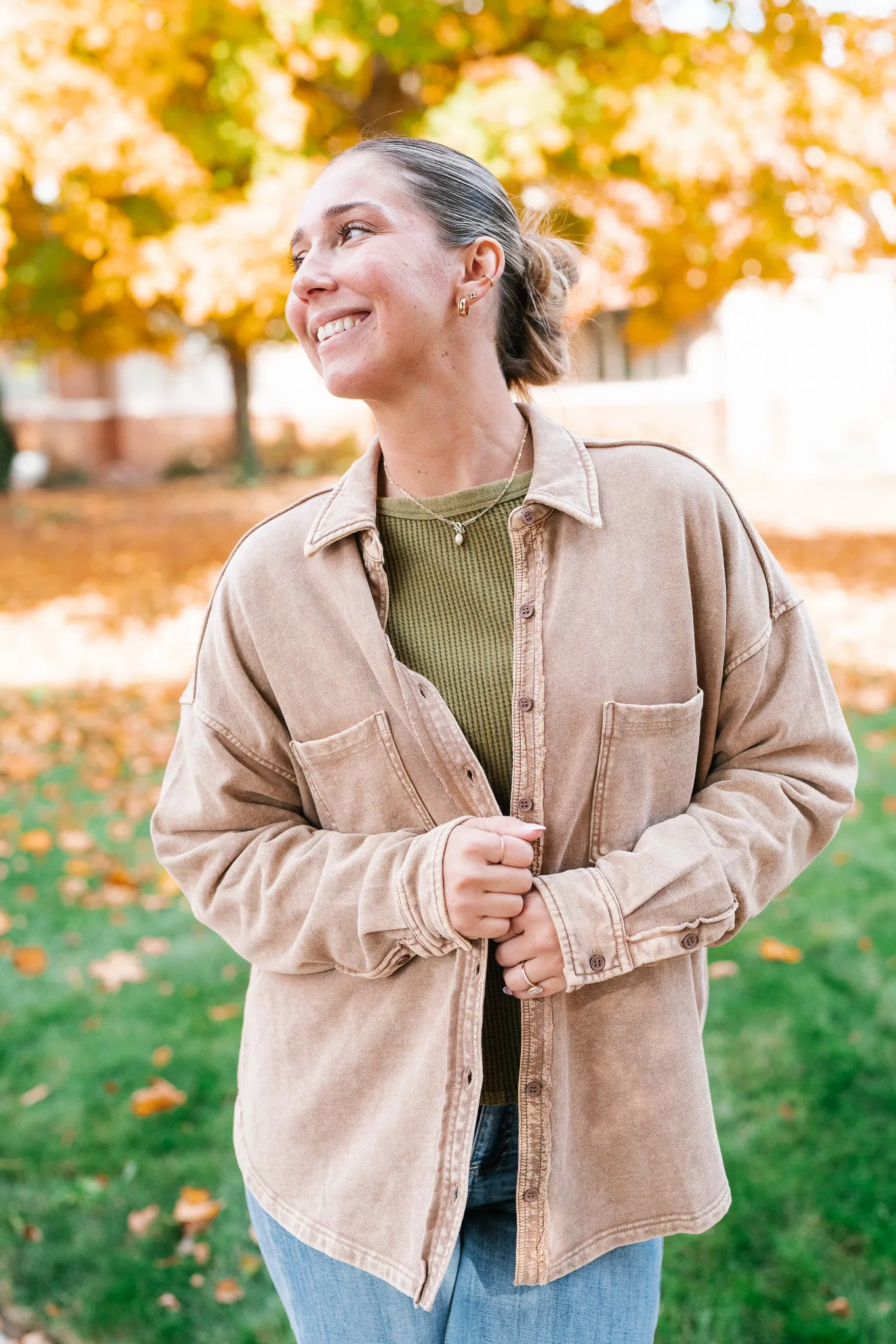 Coffee Run Button Up Collared Jacket