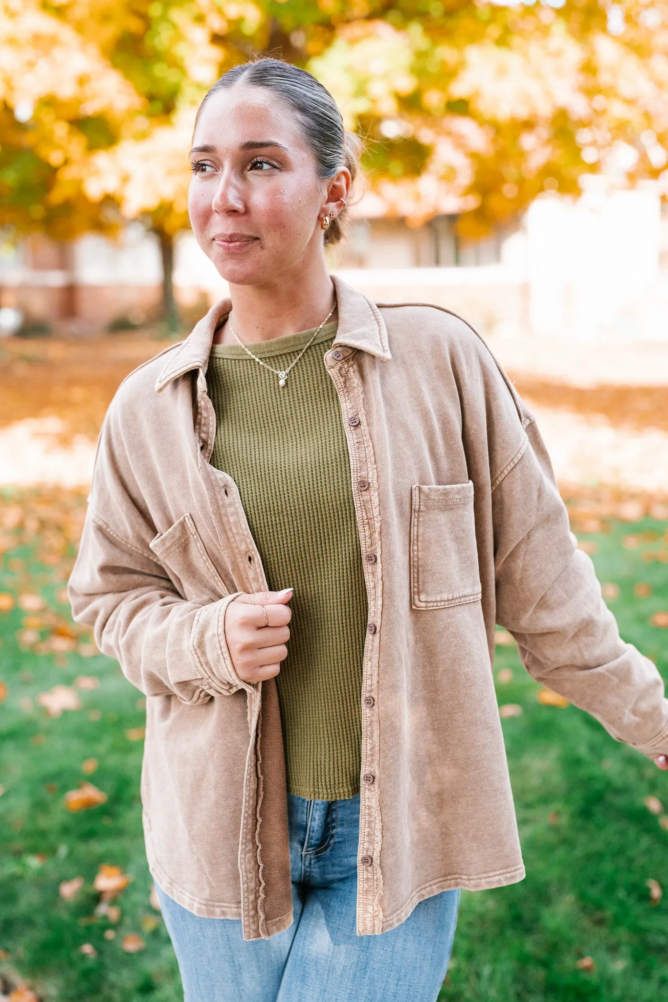 Coffee Run Button Up Collared Jacket