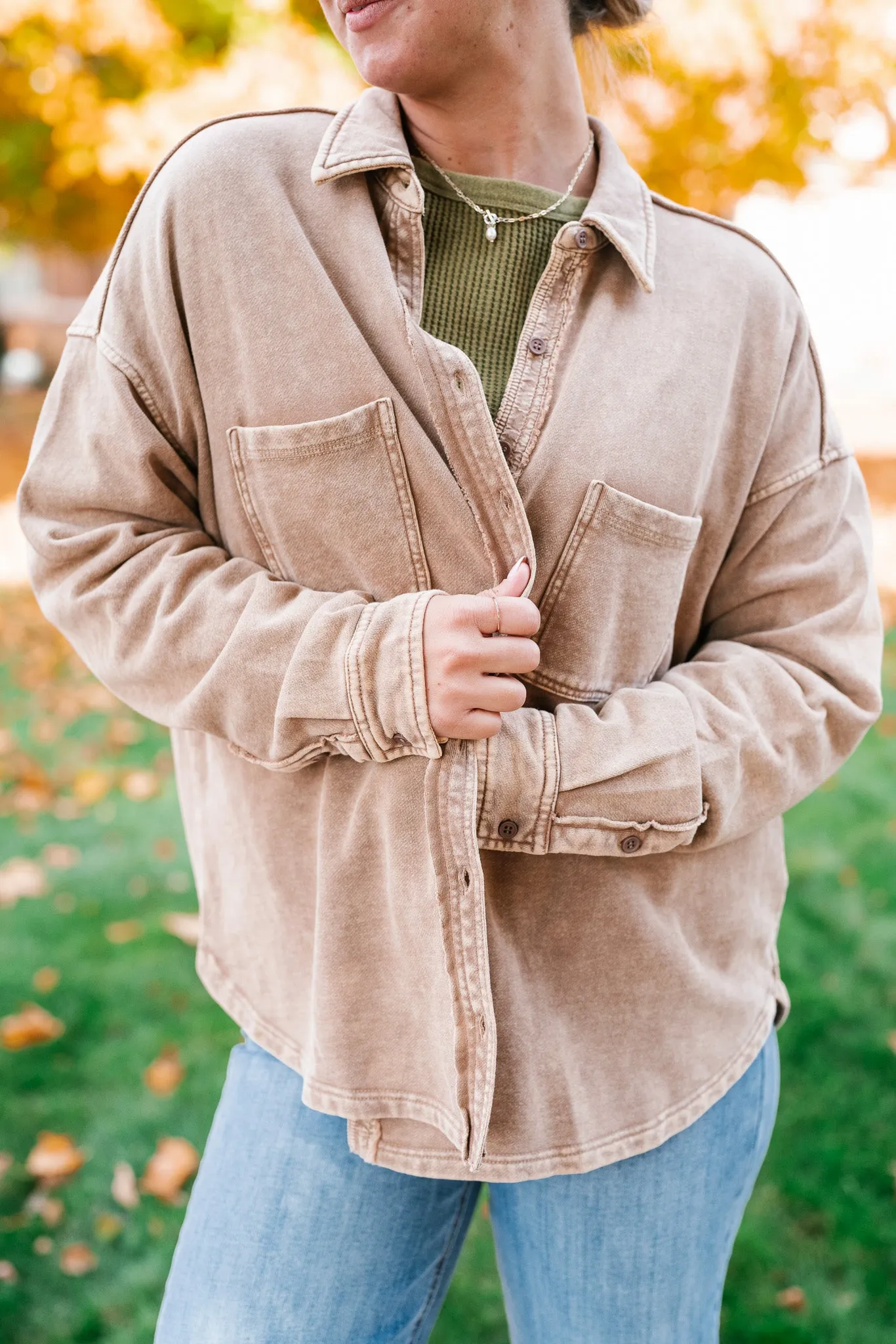 Coffee Run Button Up Collared Jacket