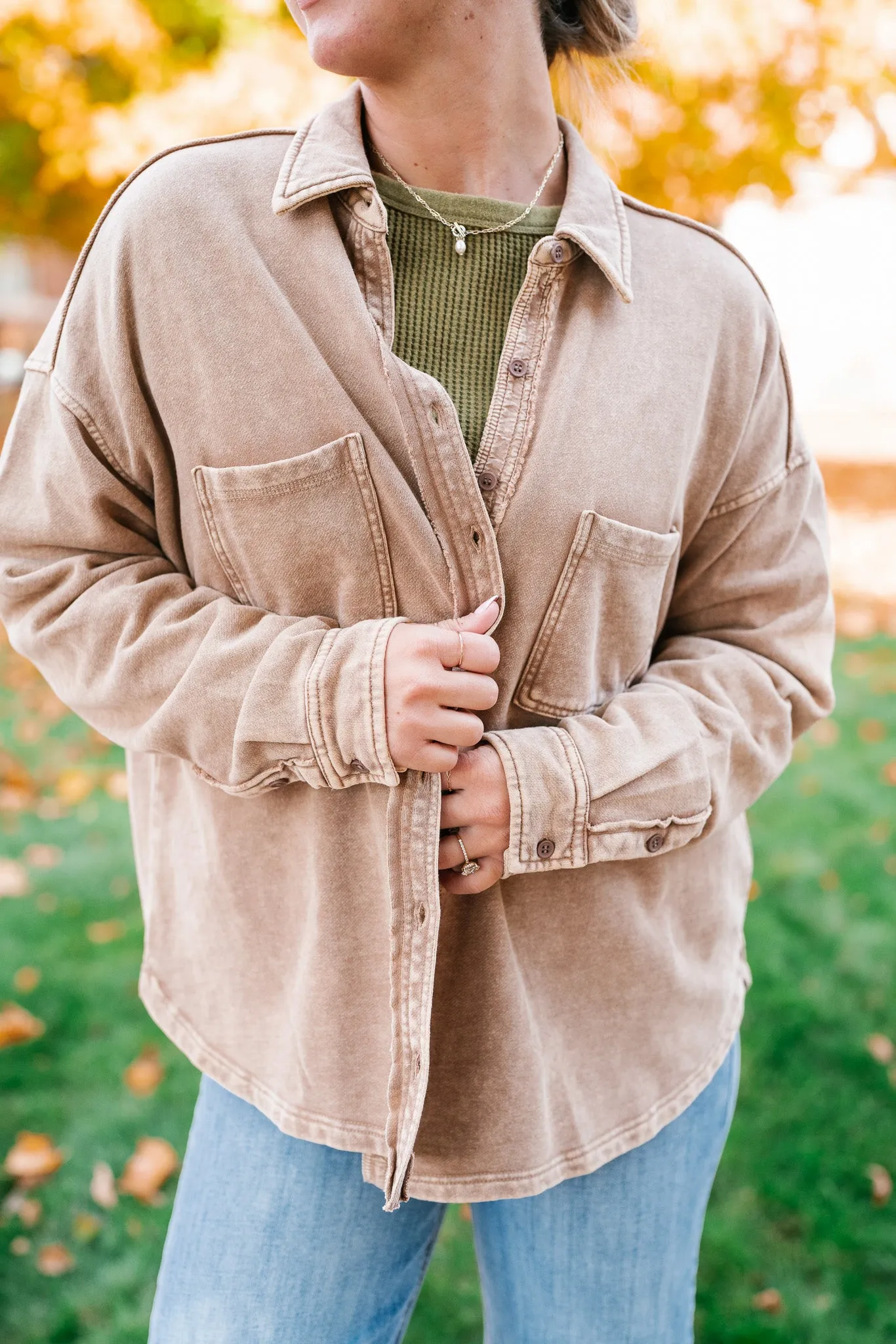 Coffee Run Button Up Collared Jacket