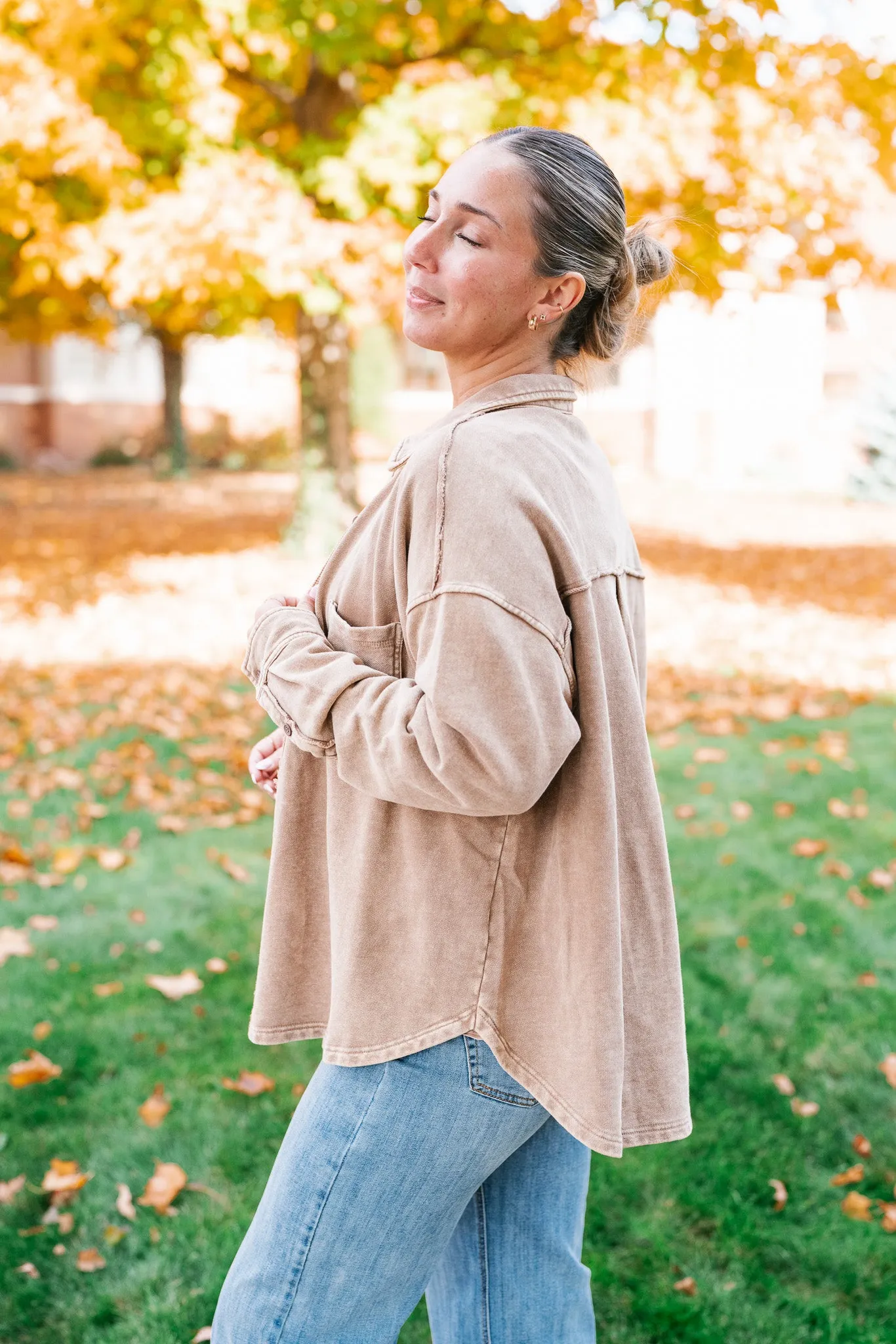 Coffee Run Button Up Collared Jacket