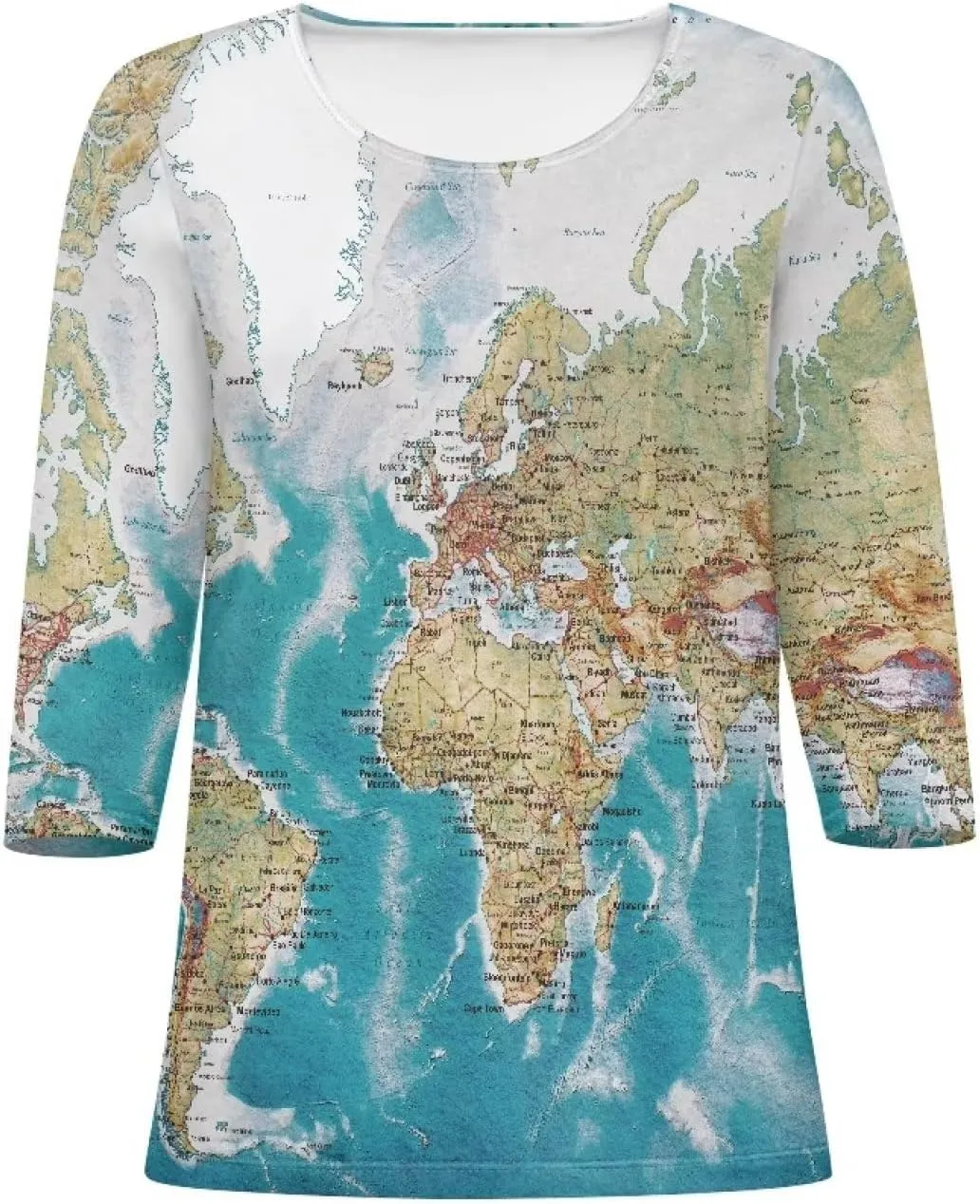 Coloranimal Three-Quarter Sleeve Shirts for Womens Tops Summer 3/4 Sleeve Y2K T Shirts Tee S-2XL