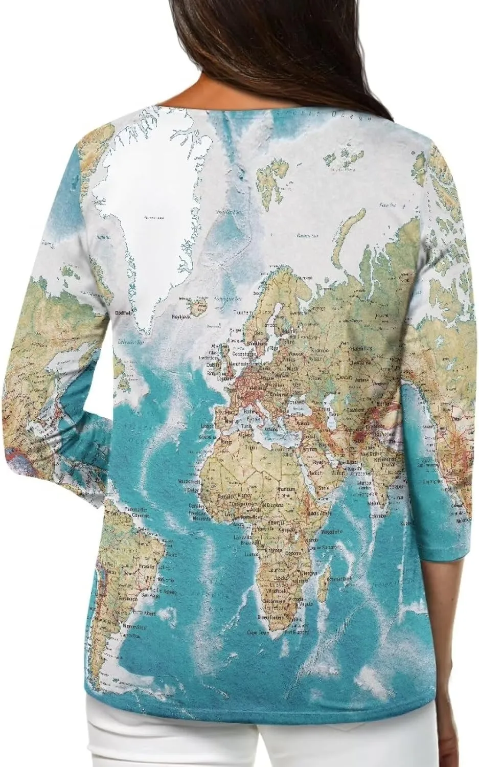 Coloranimal Three-Quarter Sleeve Shirts for Womens Tops Summer 3/4 Sleeve Y2K T Shirts Tee S-2XL