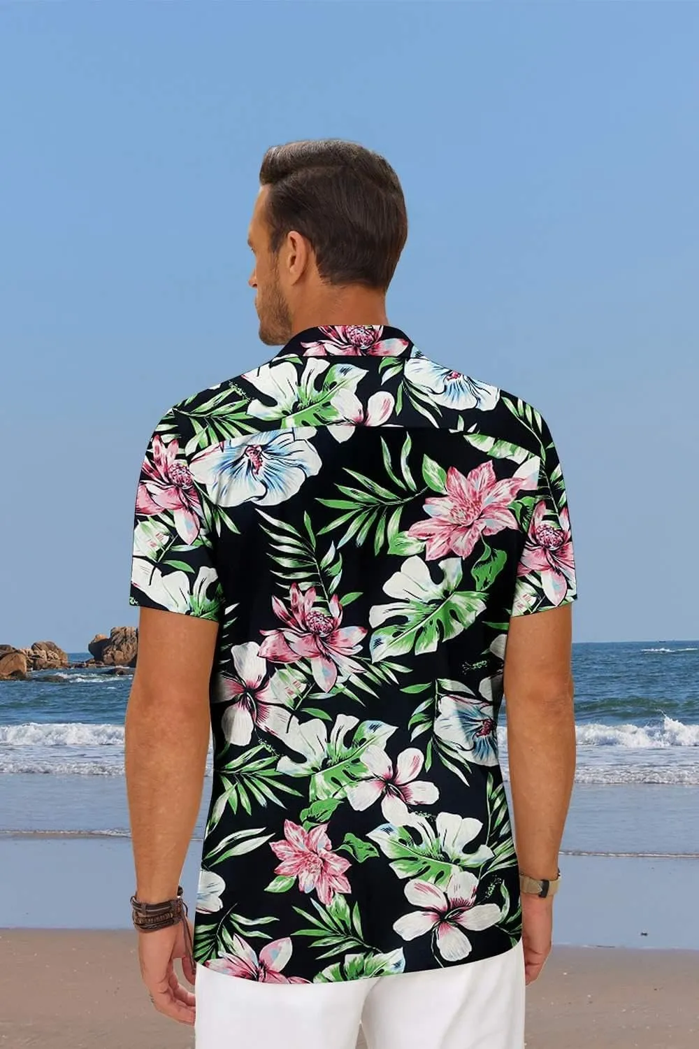 COOFANDY Mens Hawaiian Shirt Short Sleeve Floral Button Down Shirts Tropical Summer Beach Shirts Camp Collar Shirt
